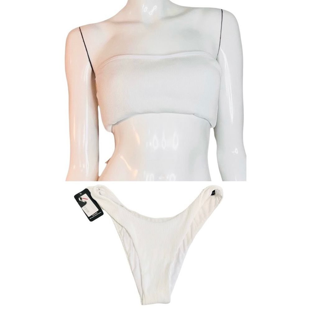 ETIQUETTE White 2‎ Piece Strapless Bikini Swimsuit